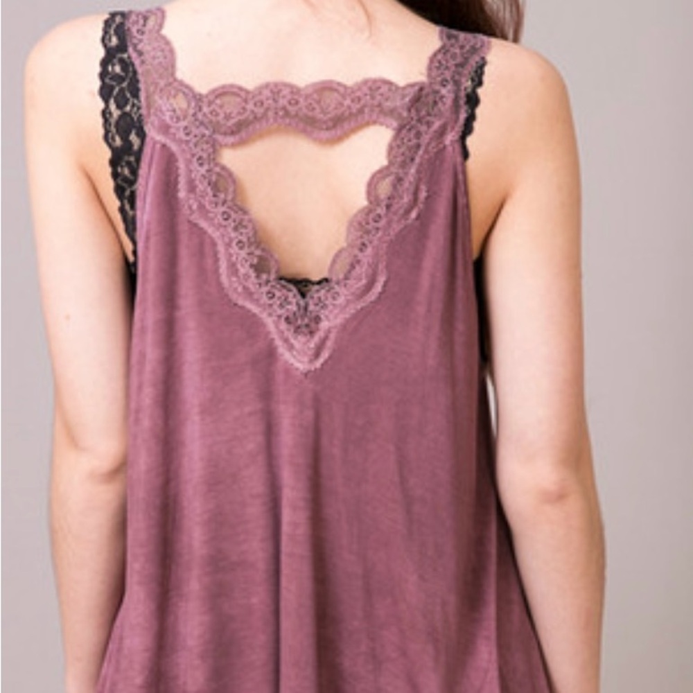 POL Mauve Lace Trim Chemise - Picture 5 of 5